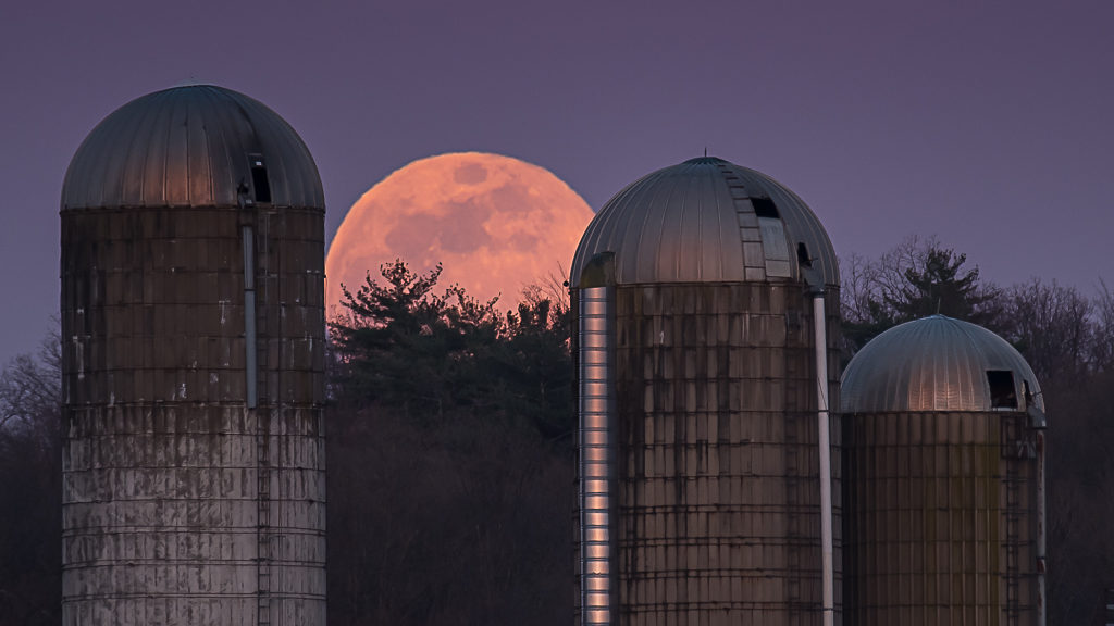 Silos at Moonrise, photograph by Lou Saporito