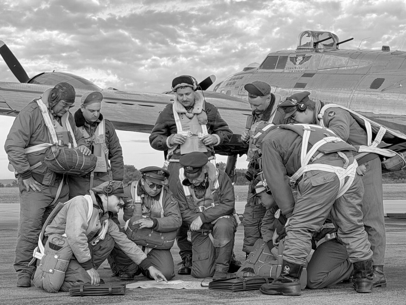 B-17 Crew Preparing for Mission WWII Weekend 2026, photograph by Sam Knutson