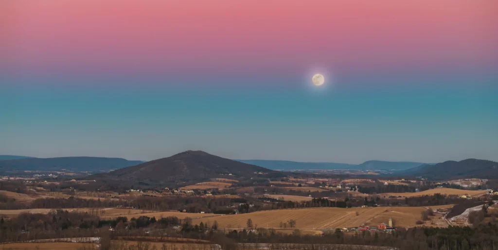 Full Moon over George's Valley via drone, photograph by David Whiteman