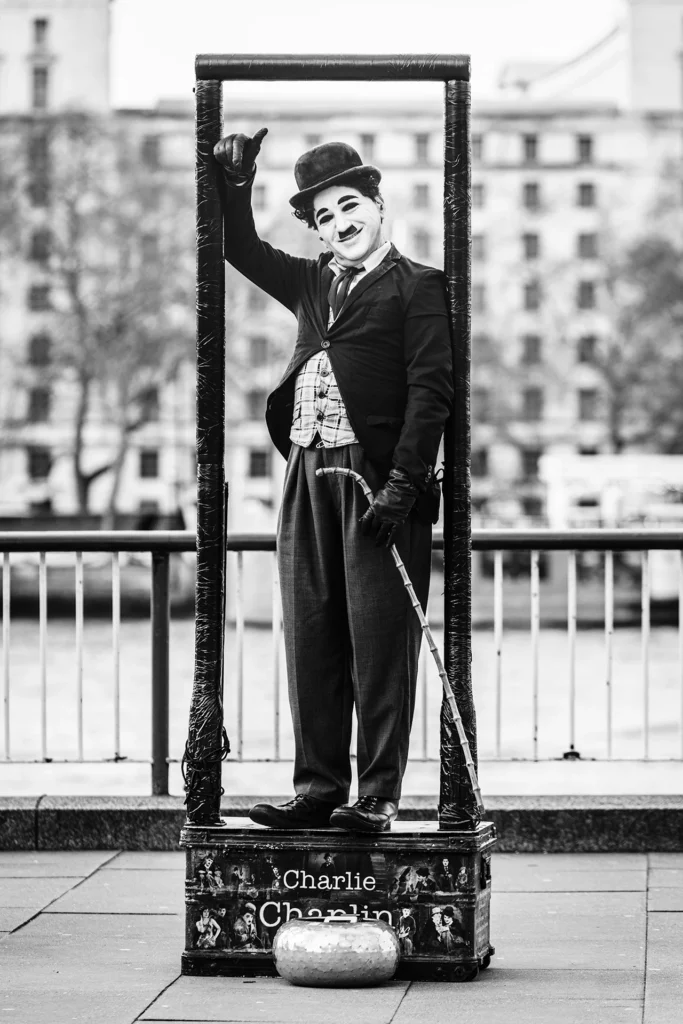 Georgios as Chaplin, photograph by Jane Liechty