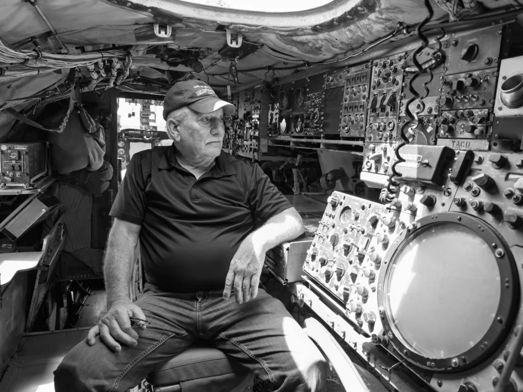 Navy Veteran reflects on the plane he served in Lockheed P-2 Neptune, photograph by Sam Knutson