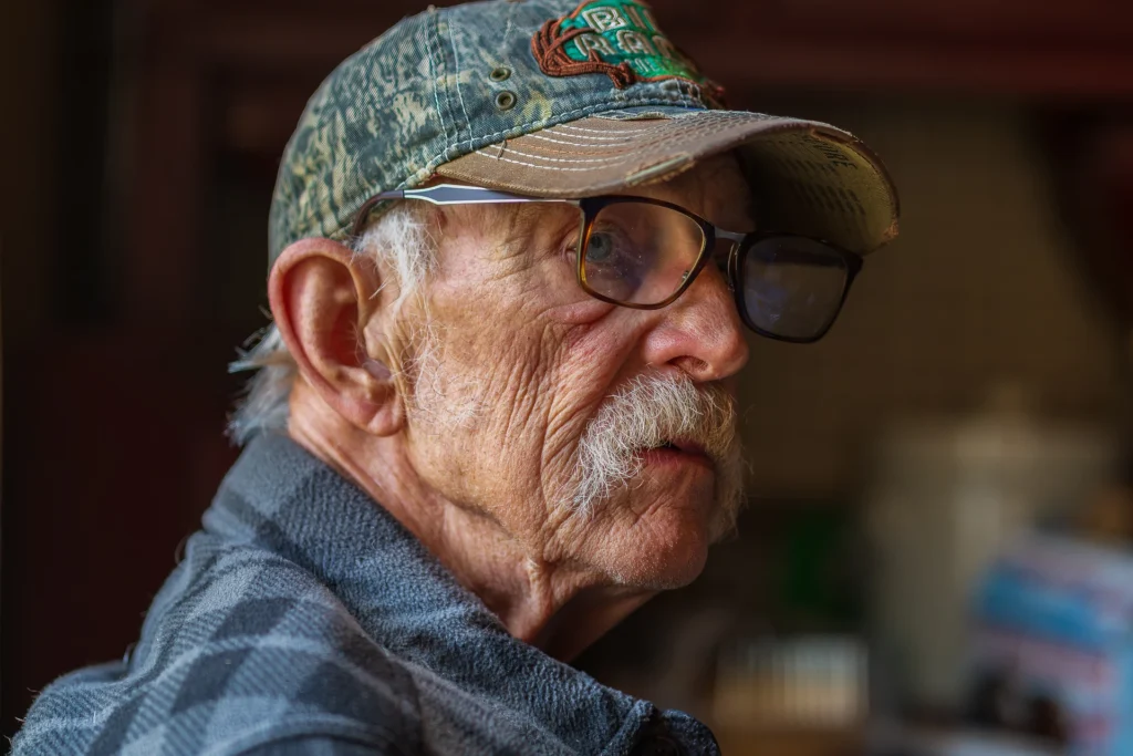Neighbor at the homestead, photograph by Sam Knutson