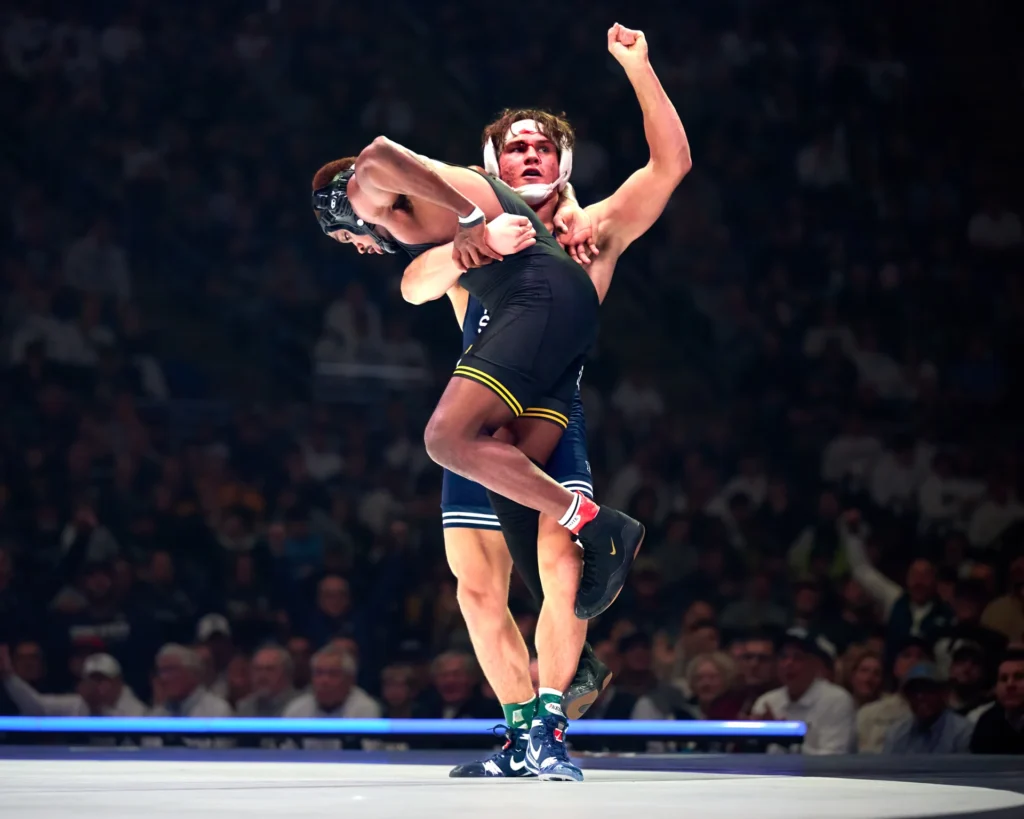 Tyler Kasak (PSU) vs Jacori Temmer (Iowa), photograph by Scott Pilutik