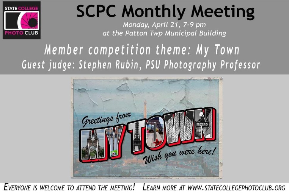 SCPC Monthly Meeting flyer, April 21, 2025
