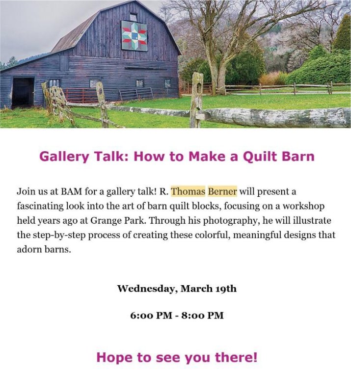 Gallery Talk: How to Make a Quilt Barn, with R. Thomas Berner