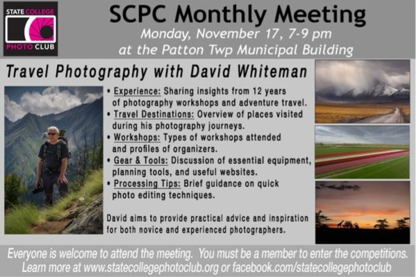 SCPC Monthly Meeting flyer, November 17, 2025